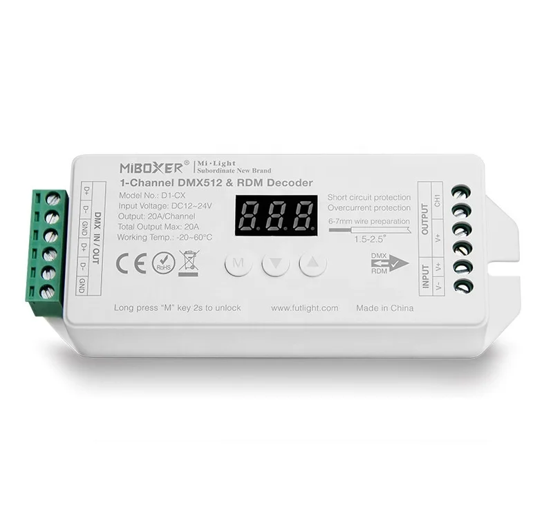 D1 CX Mixer Mi light 1 канал Одноцветный постоянный напряжение 2000 Гц DMX512 RDM декодер