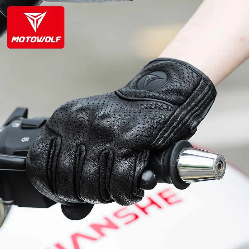 Premium Durable Abrasive Touchscreen Breathable Sheep Leather Riding Driving Motorcycle Gloves