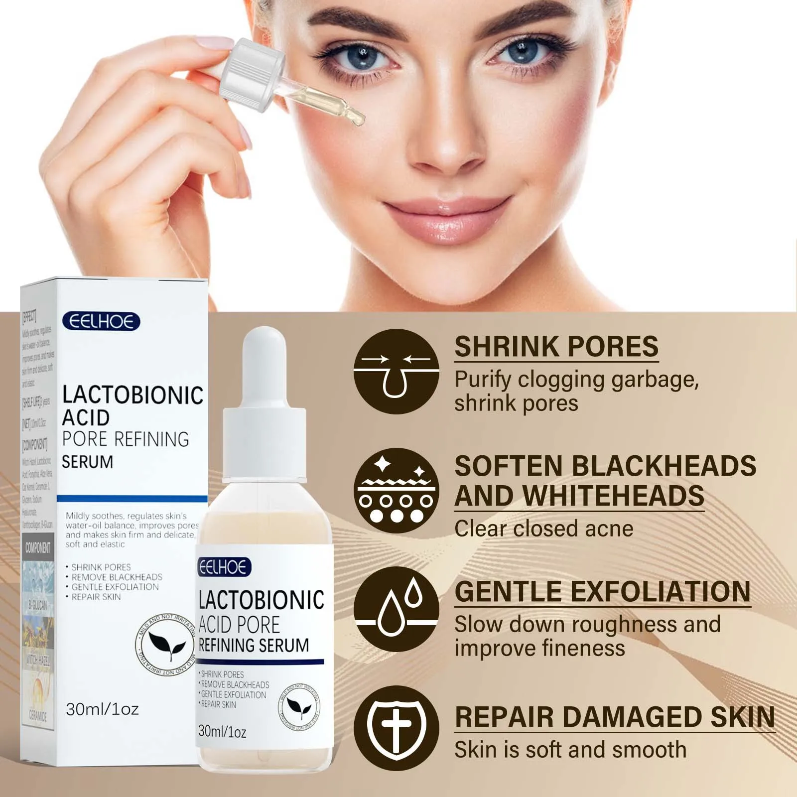 High Quality Lactobionic Acid Skin Repairing Pore Refining Blackhead Remover Serum