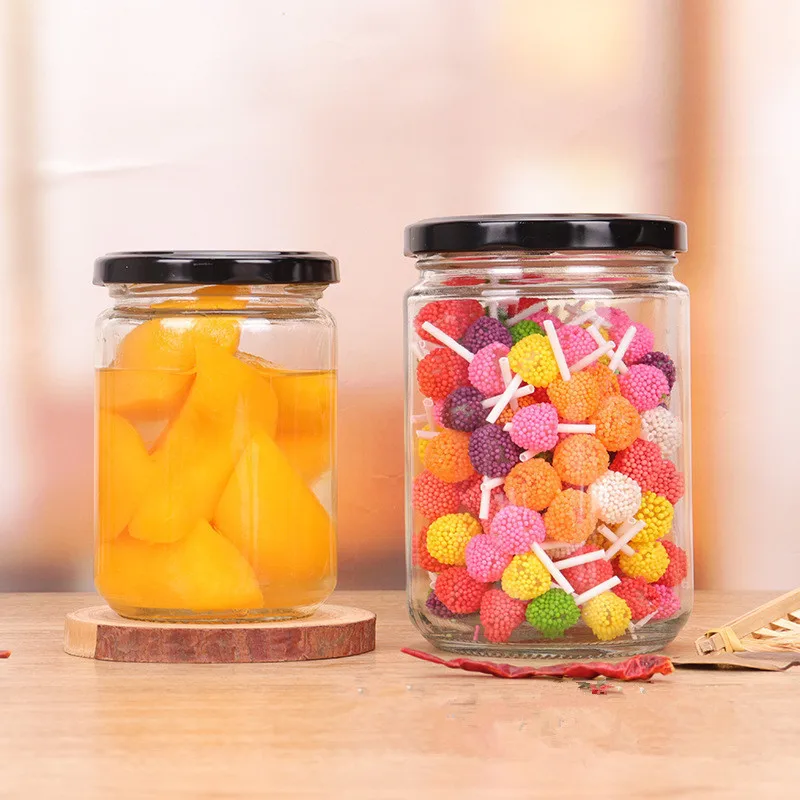 Made in China Wholesale Storage Bottle Round  250ml 280ml 380ml 500ml Salad Canned Pickle Sauce Spice Glass Mason Jar