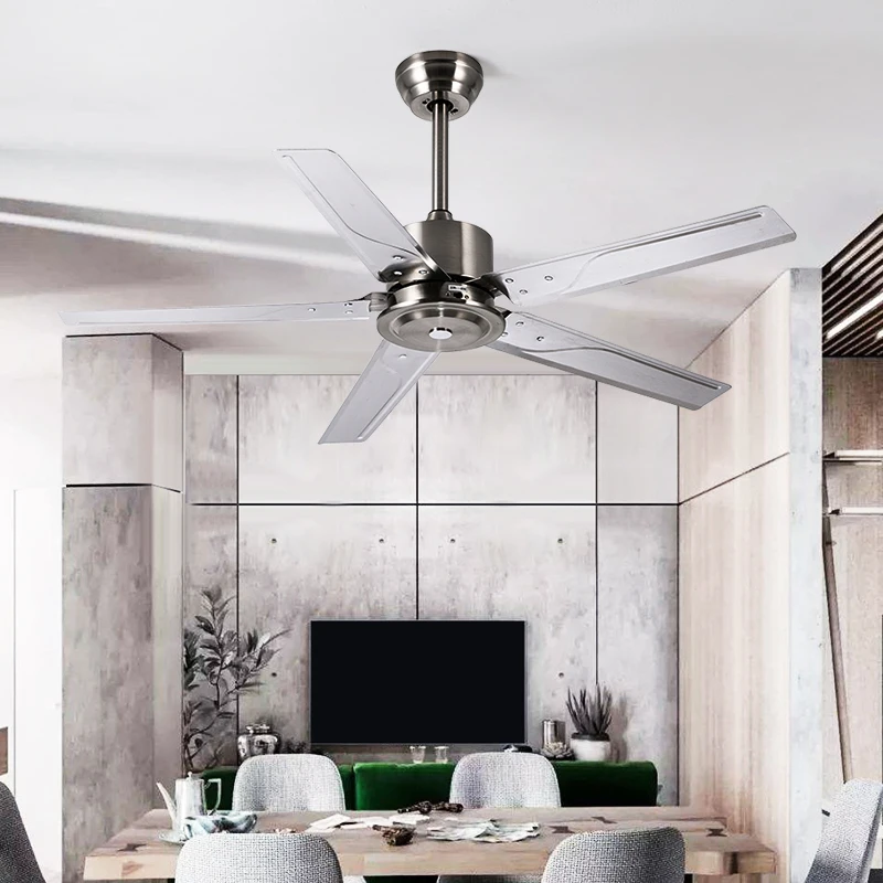China Wholesale Slient Design AC Motor Industry Style Iron Blade Ceiling Fan With Light