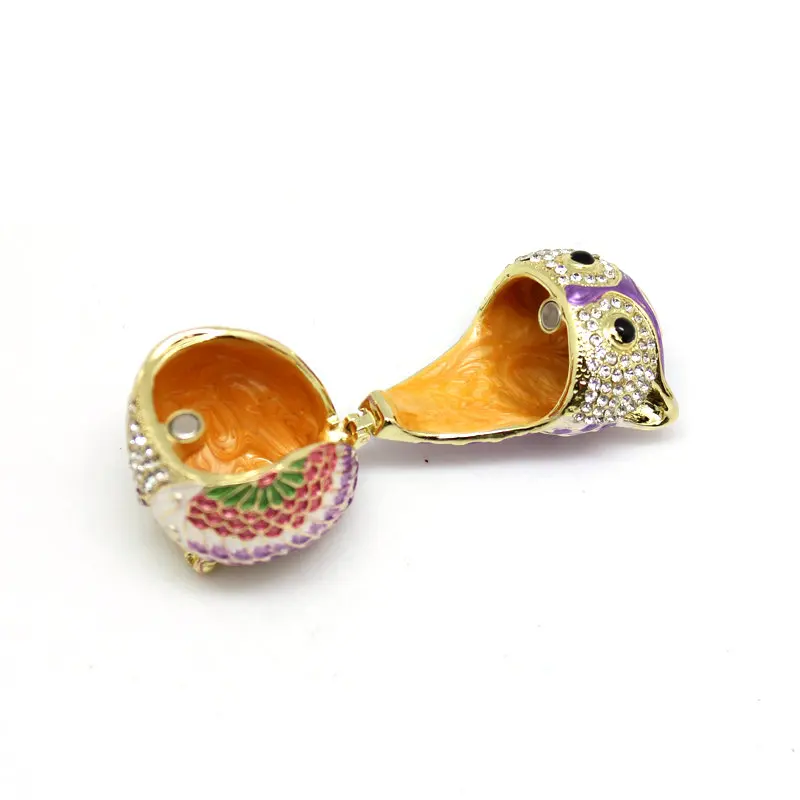 SHINNYGIFTS Metal Enamel Owl Trinket Box Christmas Gifts Owl Home Keepsake Box