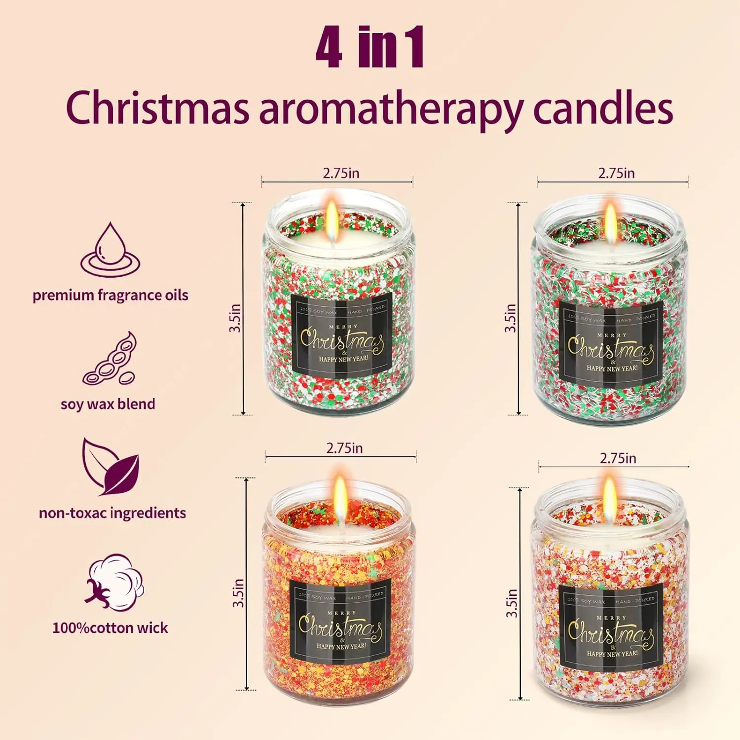 Decoration Candy Candle Vanilla Birthday Cake Scent  Candle with Sprinkles Cute Birthday Gifts for Women Ideas 9 oz  Bday Gift