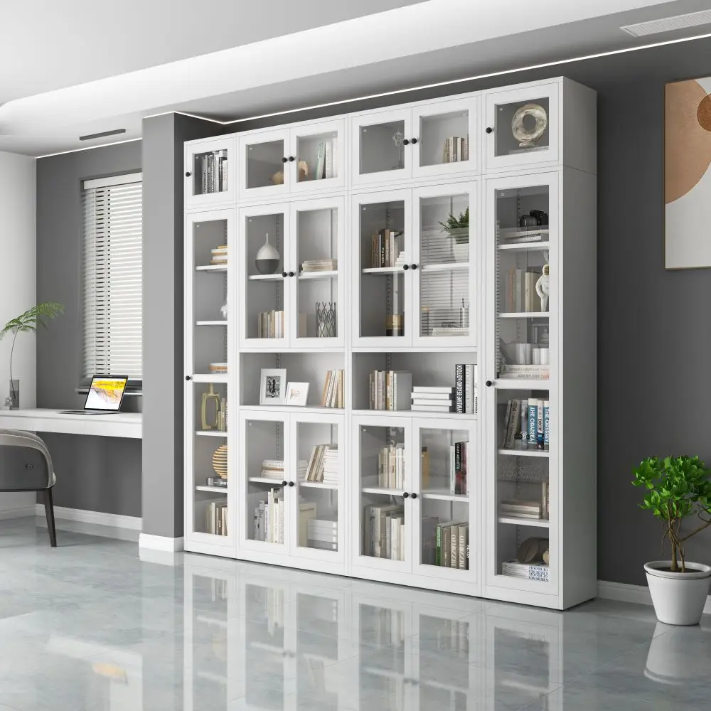 Simple Modern Foldable Bookcase with Door for Home Kitchen Bathroom or Dining Free Combination Bookshelf for Living Room