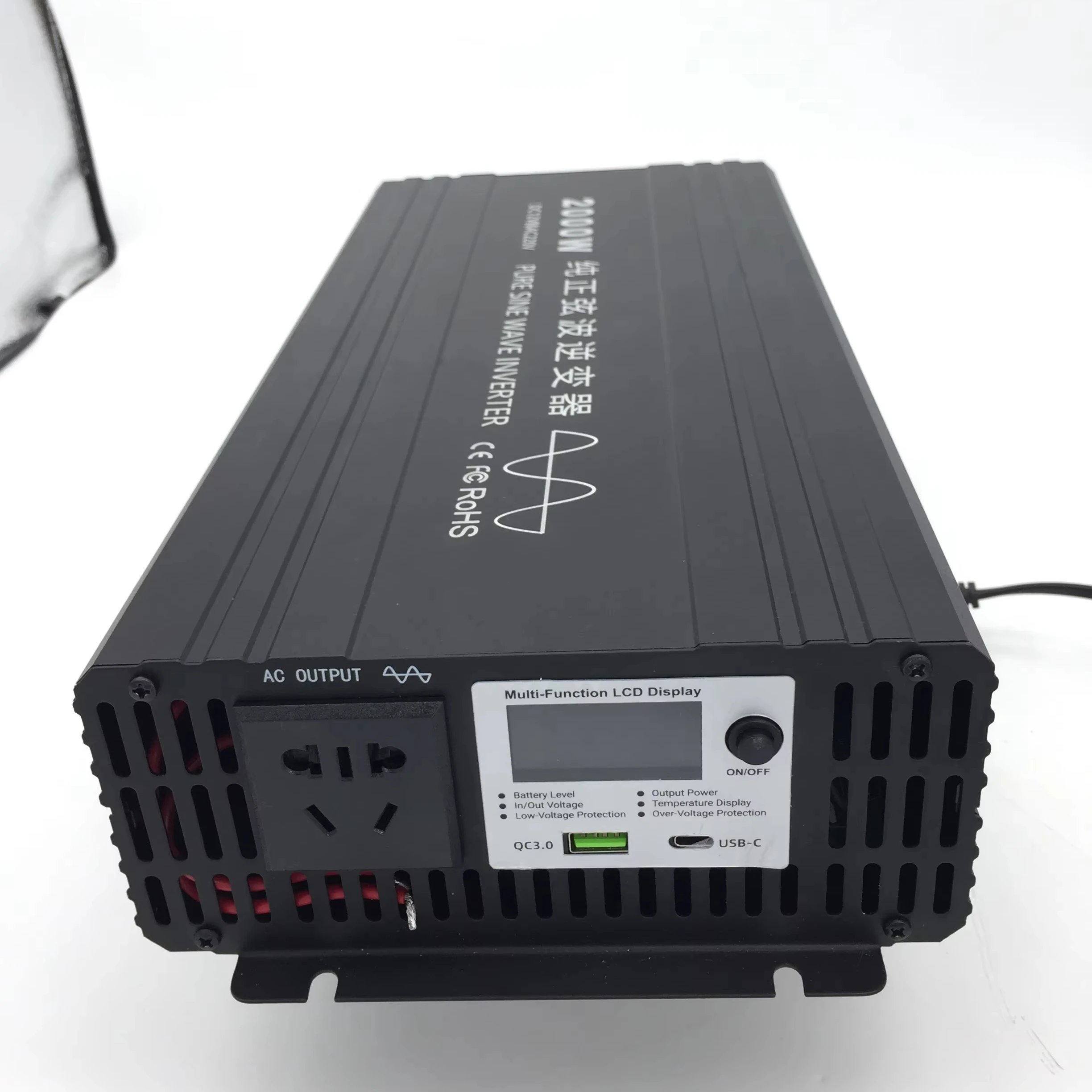 AUG чистый синусоидальный инвертор 2000 Вт DC 12 8 V в AC 220V Инвертор 100Ah включает аккумулятор с дисплеем IOS App & Android