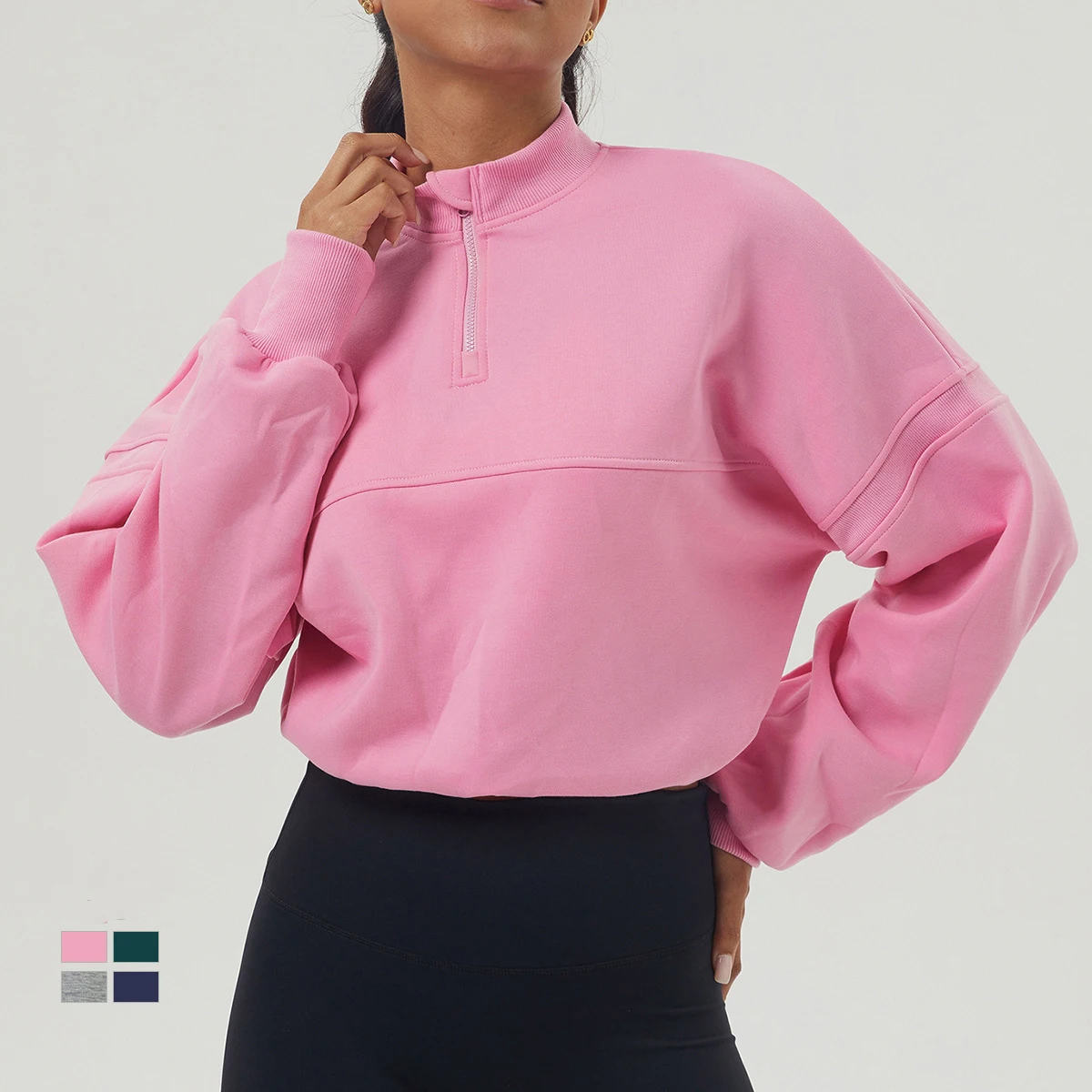 350 г Женский пуловер на молнии зимний свитер с длинным рукавом