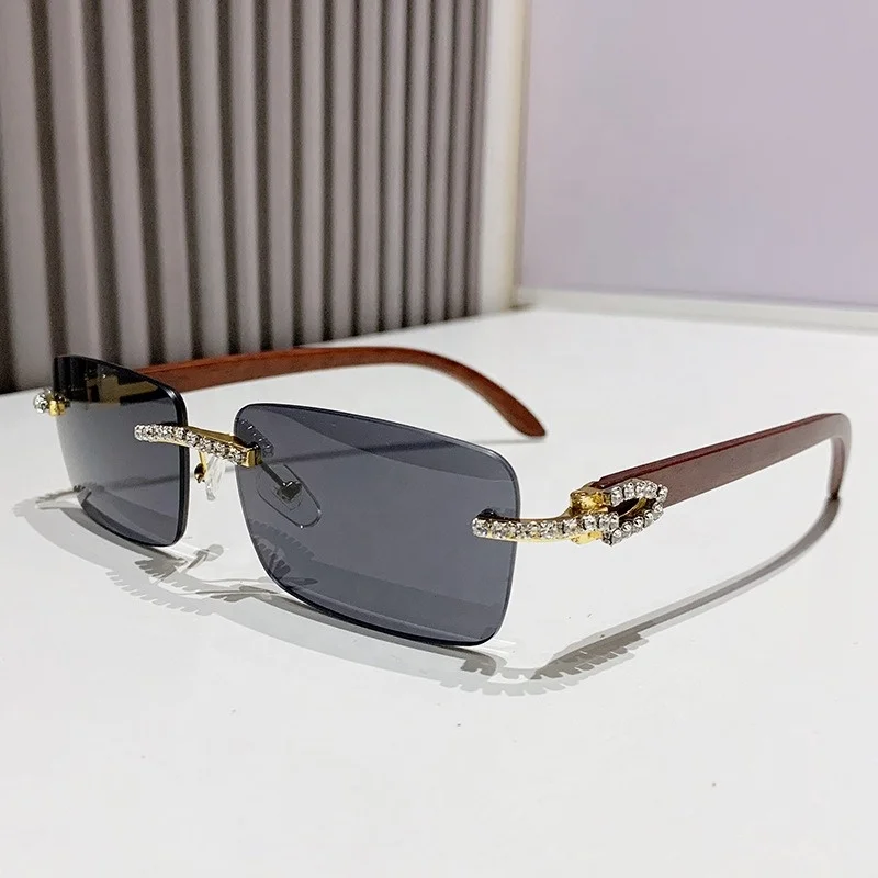 2025 новые модные роскошные брендовые дизайнерские женские очки без оправы со стразами