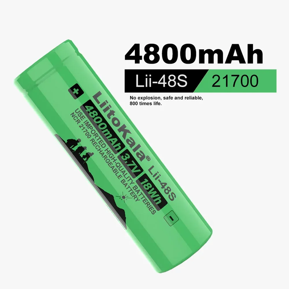 LiitoKala Lii-48S 21700 lithium ion batteries 3.7v 4800mah high-capacity cylindrical rechargeable battery pack