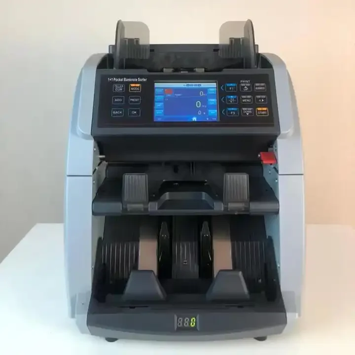 2 Pocket CIS Dollar Bill Counter Fak-e Money Detector Mix Multi Currency Value Counter Money Sorter Machine