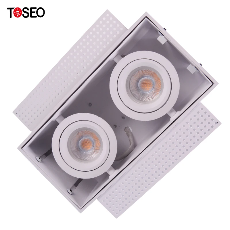Square Cob Led  Spot Light  Double Headed Down Light White Trimless Anti Glare Downlight