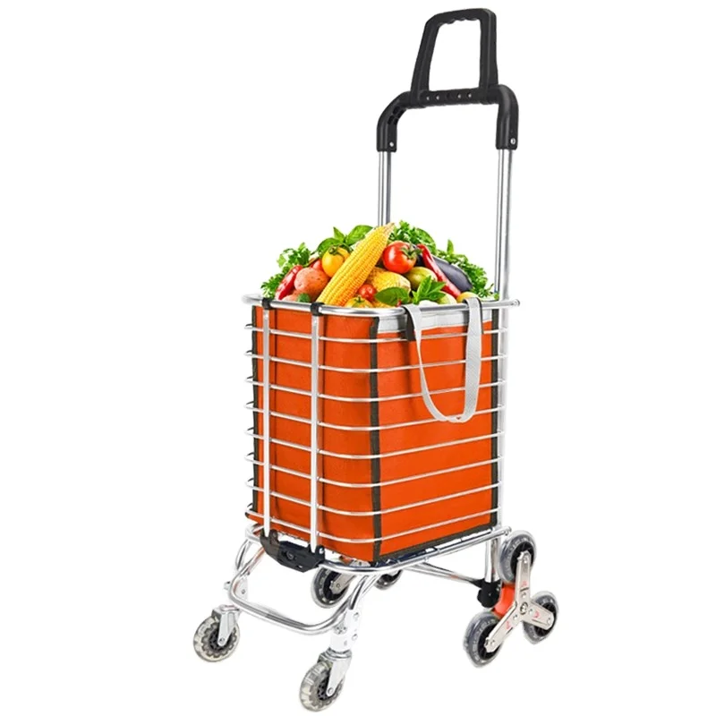 Aluminium alloy 3 - wheeled supermarket shopping cart folding shopping cart