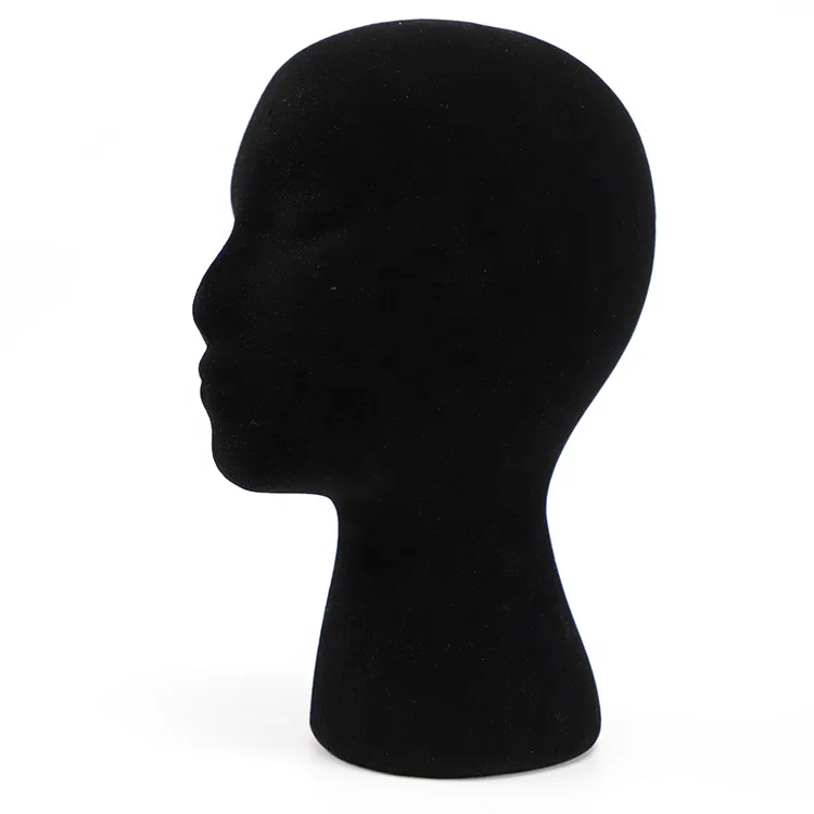 
Flocking Foam Female Black Mannequin Head Model For Wig Hat Display 