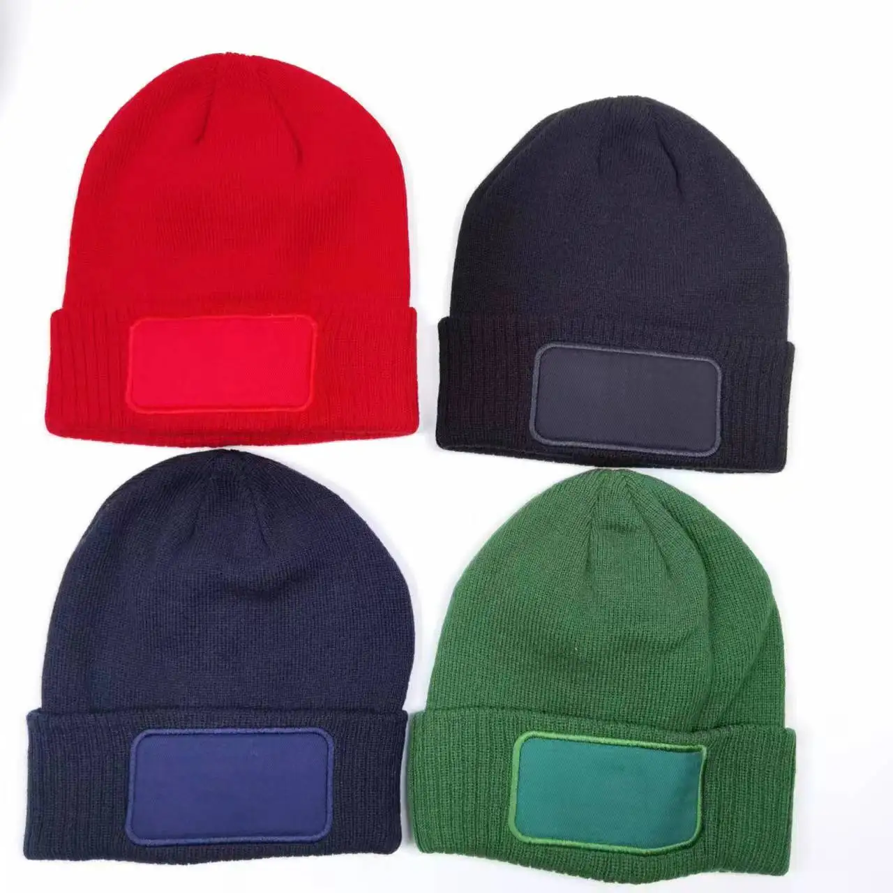 beanies unisex adults warm knitted beanie embroidery woven logo custom Beanie Hat