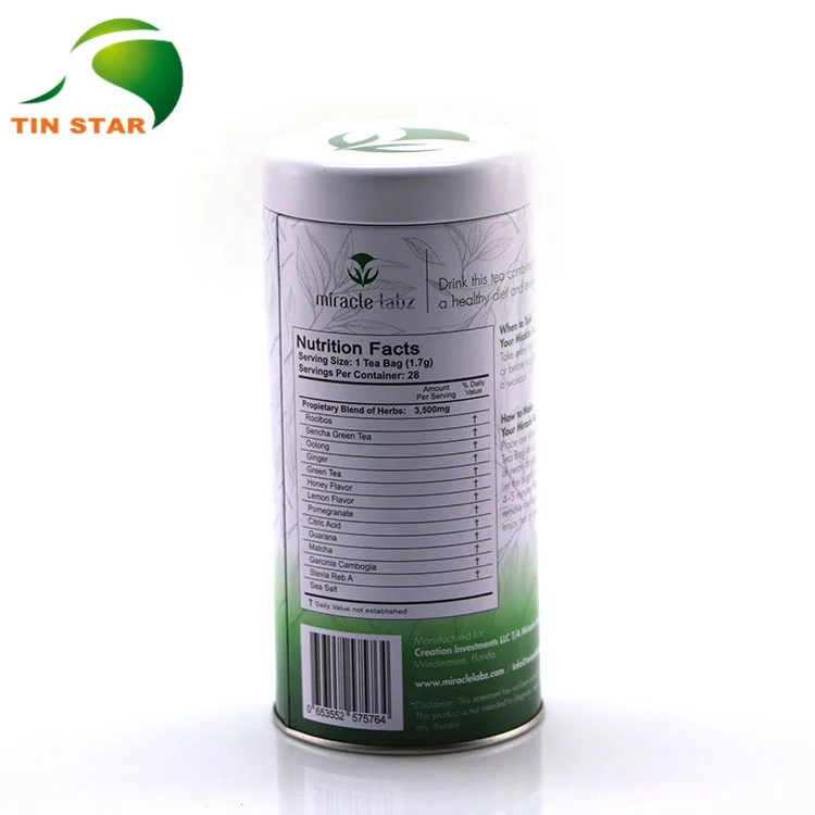Wholesale High Quality Small Metal Packaging Round Shape Tea Tin Canister Can