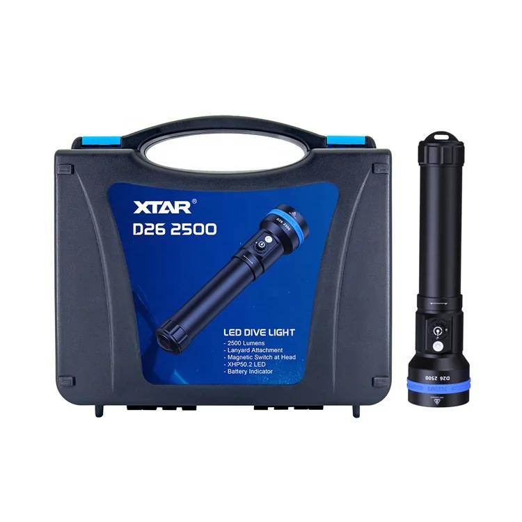 XTAR D26 2500lm фонарик для дайвинга IPX8 водонепроницаемый подводного плавания senter buat air laut с морской водой