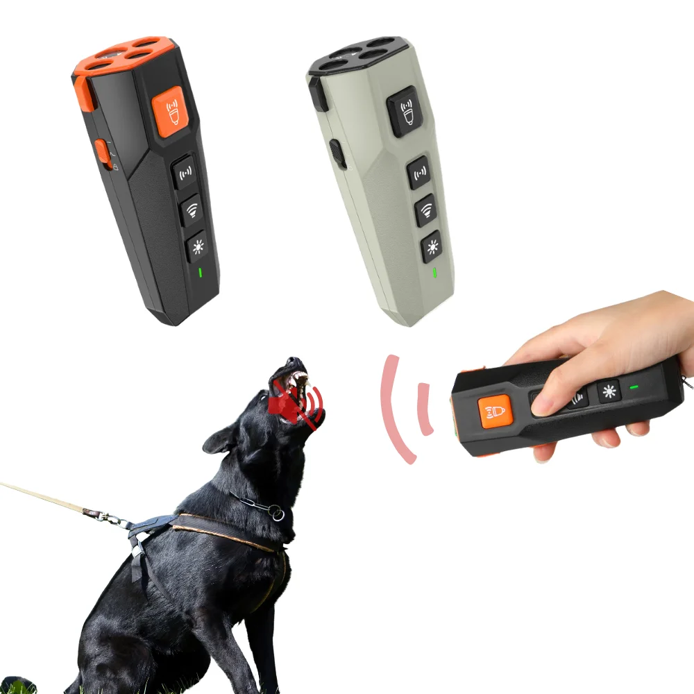 Multi Sensor Dog Anti Barking Device Ultrasonic Handheld Dog Training Tool With LED Flashlight