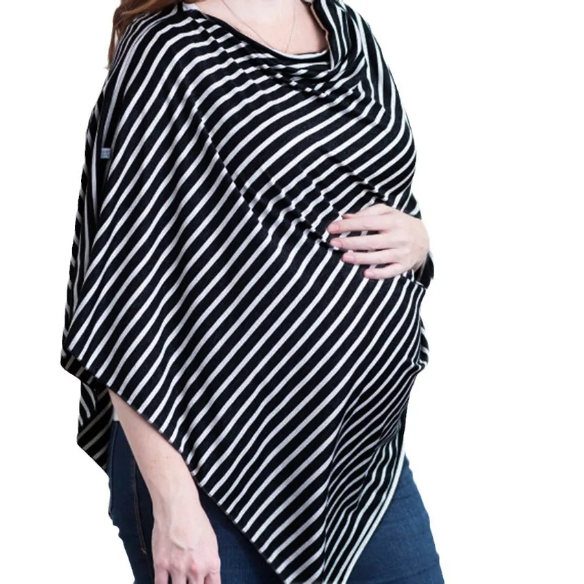 Breastfeeding Protection Carseat Canopy Baby Breast Feeding Poncho Covers Cotton Striped Multi Use Nursing Covers