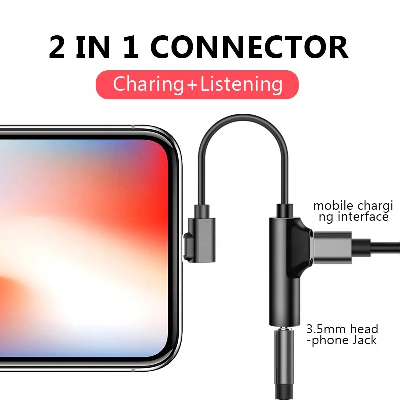 Lighting to 3.5mm Adapter For ip 12 11 8 7 Plus XS XR Listening Charging Earphone Adapter Connector AUX Splitter Cable