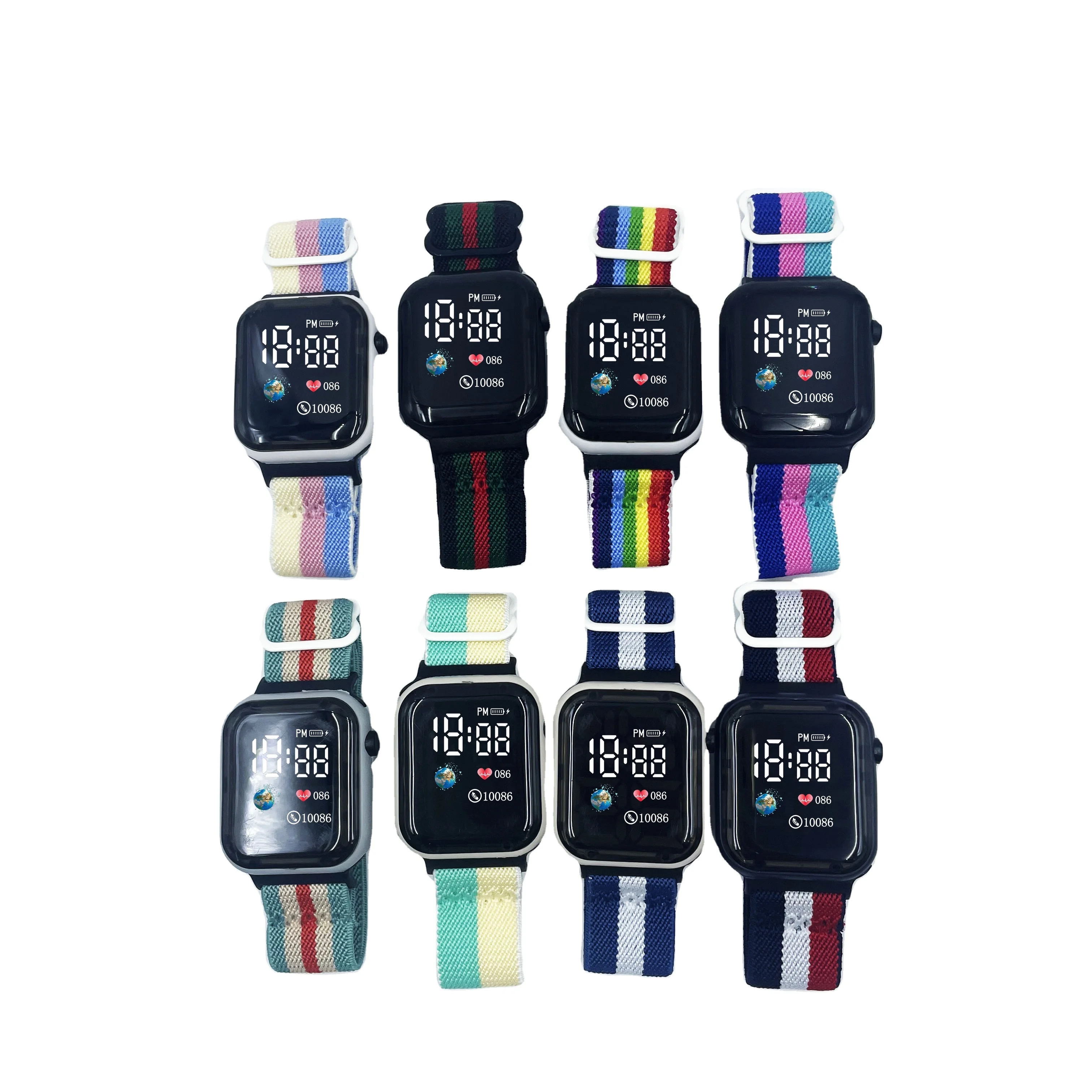 Hot Sale New C007 Nylon Elastic Band Sports High Definition Digital Display Electronic Watch