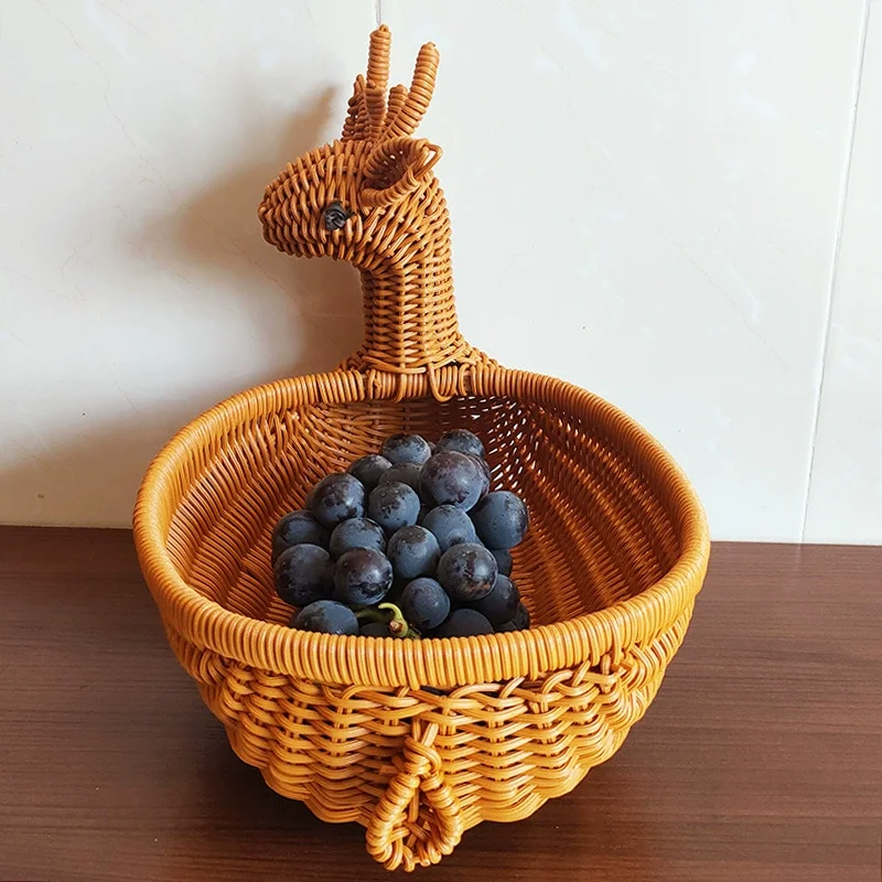 New sells rattan like woven basket food display rattan frame creative animal shaped woven basket