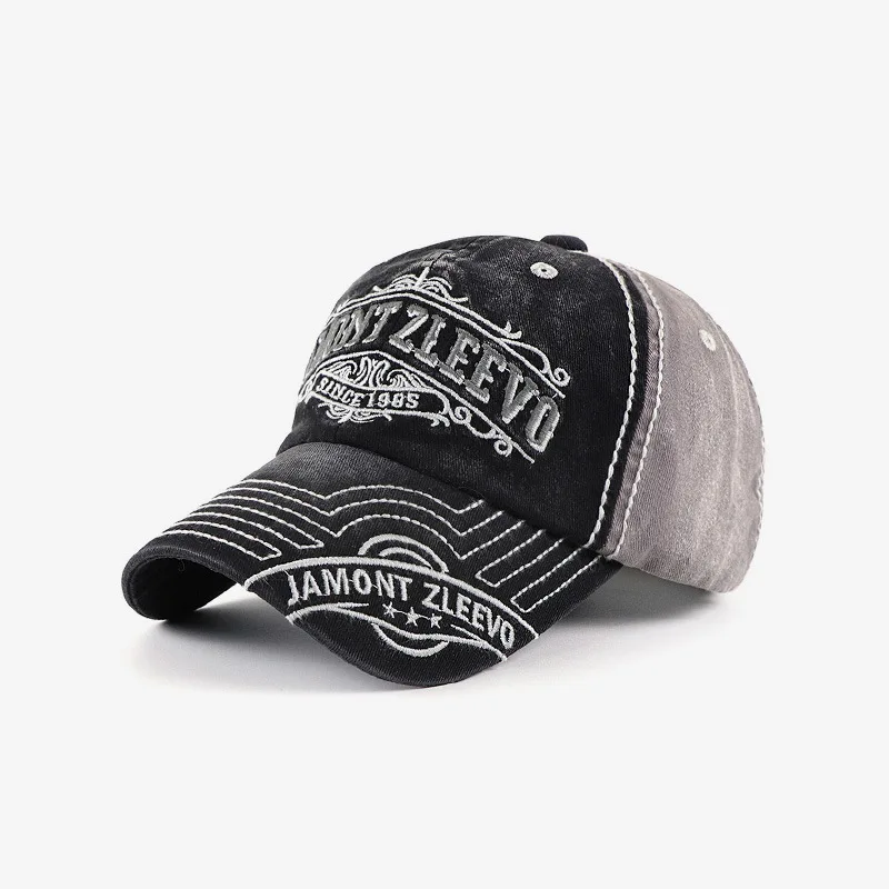 Wholesale price worn-out style 6 Panel Blue Denim Jean Caps adjustable wash metal logo custom design baseball hat cap Sports