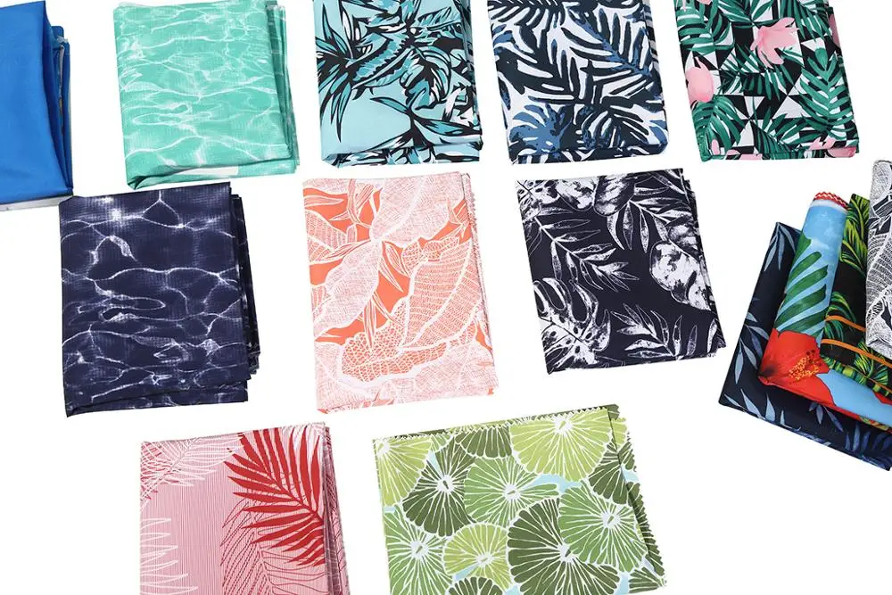 100% poly microfiber waterproof breathable peach fabric cloth skin and 3D printing meter price for beach shorts pants