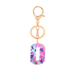 Handmade Gold Chain Small Real Stone Digital Shape Resin Car Ring Keychain for Women