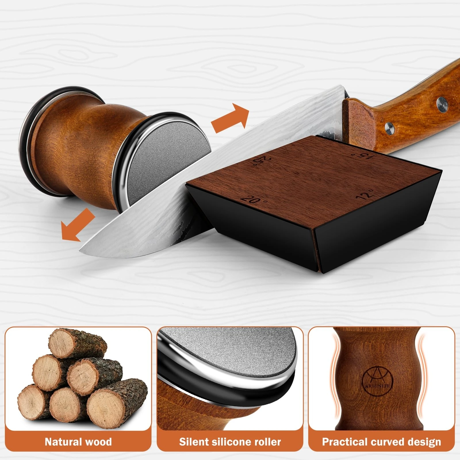 Professional Kitchen Gadgets Circular 4 Stage Fixed Angle Roller Rolling Tumbler Diamond Magnetic Knife Sharpener Tool Kit Set
