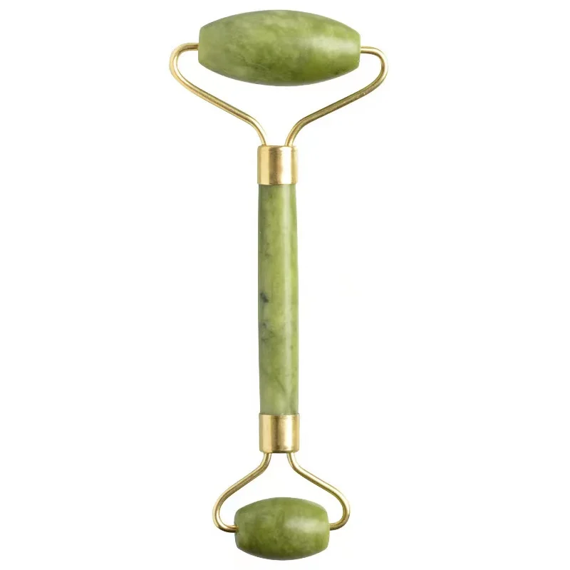 Wholesale The Original Anti Aging Jade roller Therapy 100% Natural double Neck Healing Massager De-Puffing Jade Facial Roller