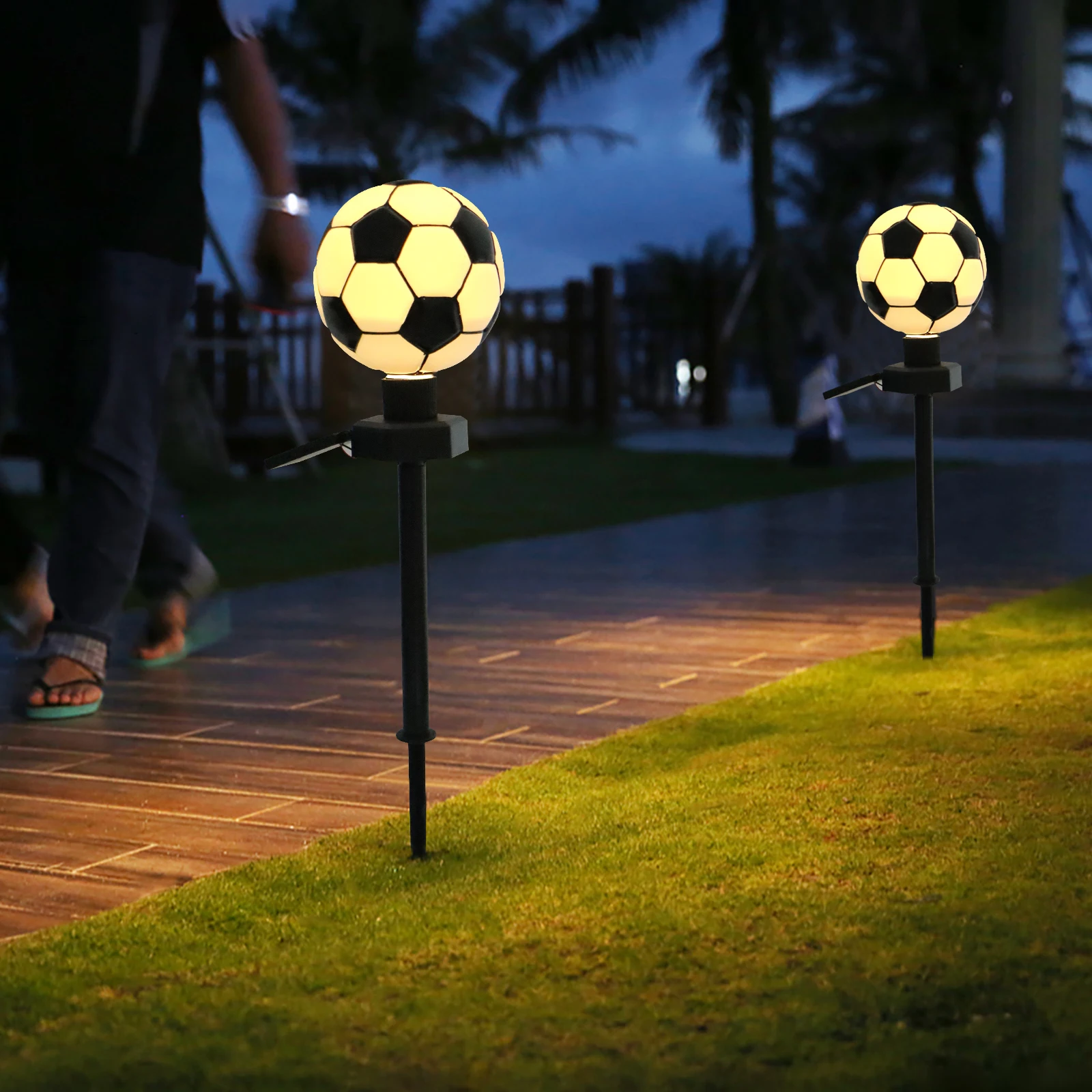 New Arrivals LED Ground Plug Solar Football Light Waterproof Soccer Lawn Lights with Stake Sports Elements Underground Lamps