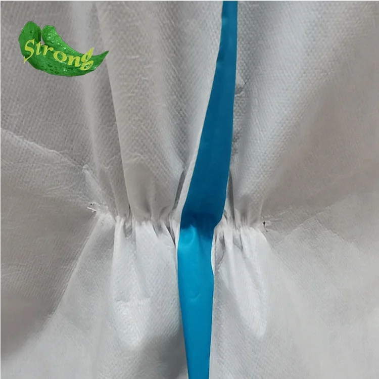 
coverall suit Chemical liquid and mining plastic clothing/coverall with elastic wrist band 