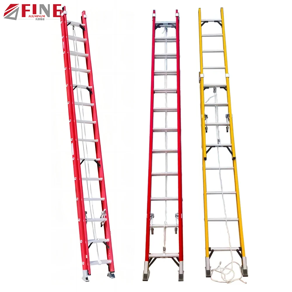 16 20 24 28 32 36 40steps Insulation Lightweight Frp GRP Fiberglass Extension Ladder