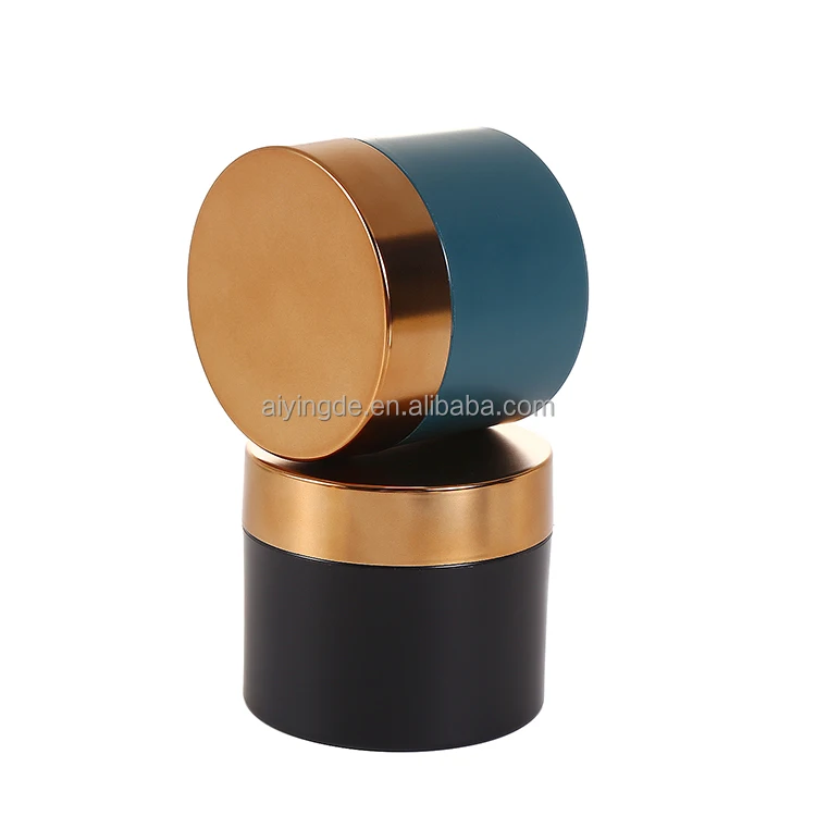 200ml/250ml Matte Black Surface PP Cream Jar with Rose Gold Lid for Hair Wax cream jar with gold black sliver aluminium cap