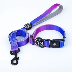 R gradient color high quality dog collar nylon leash and adjustable harness set bravecto for pets