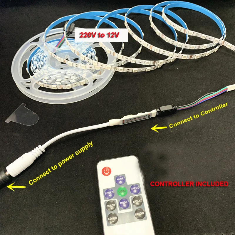 Brand New DIY Indoor RGB Color-Changing Soft Flex LED Strip with Self-adhesive Tape for Projector Screen