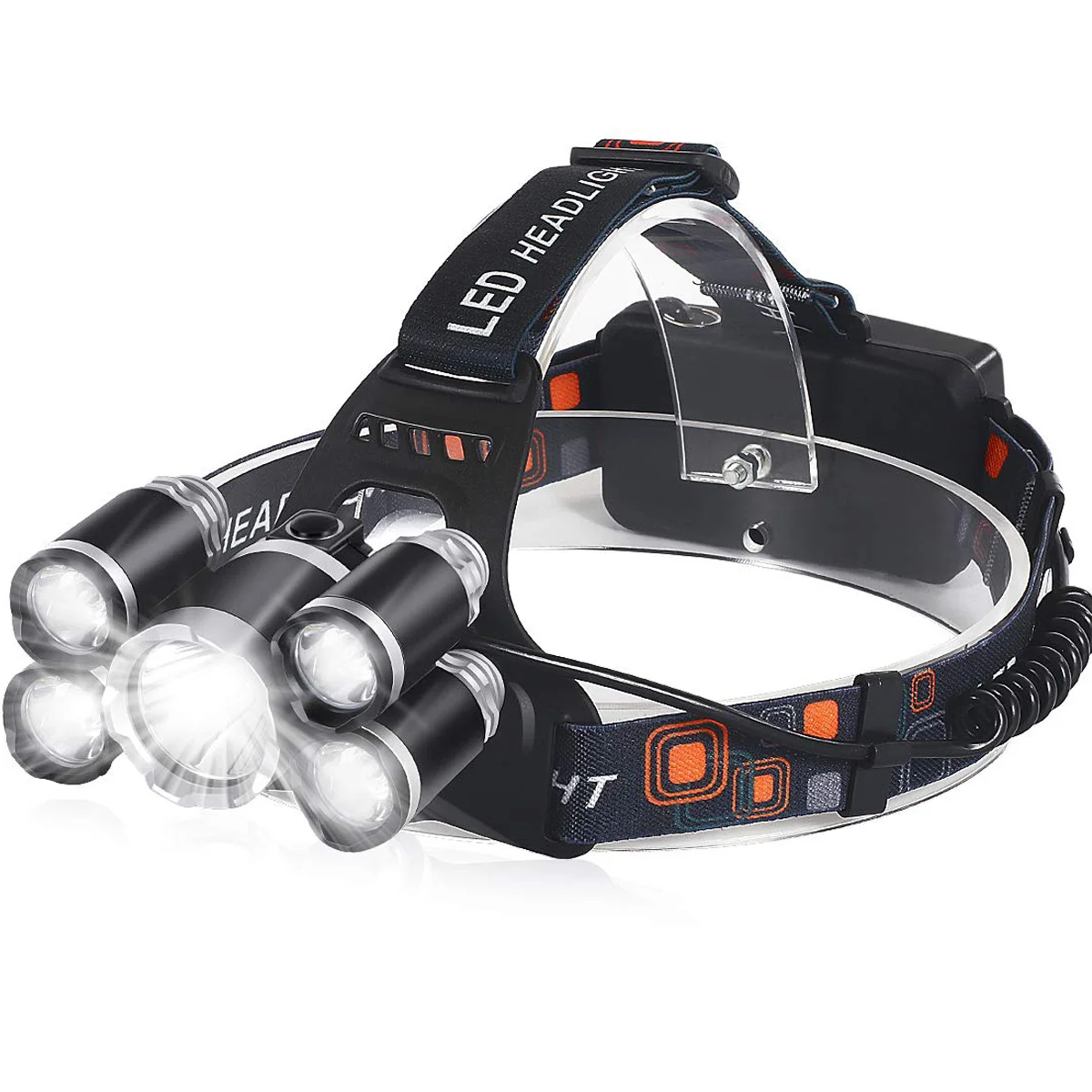 Hot Selling High Power 5LED T6 Headlight Flashlight 18650 Rechargeable Waterproof Camping LED Headlight