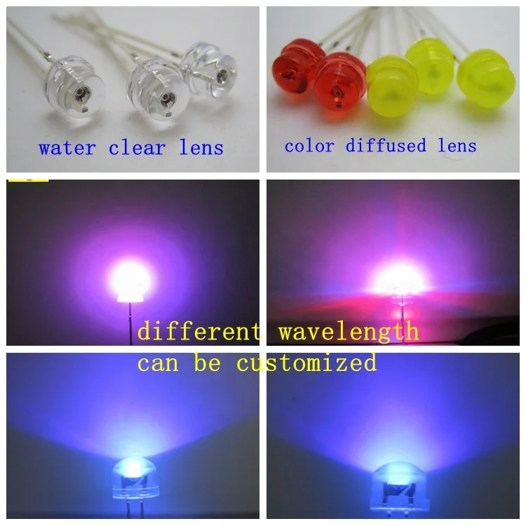 3v 5v 0.06w round led laser diodes 365nm 380nm 395nm purple/violet led 5mm