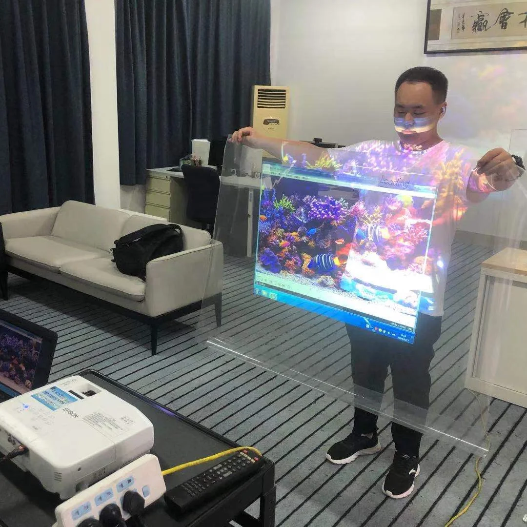 Rear type 85% super transparent self-adhesive holographic projection film is used in glass Windows
