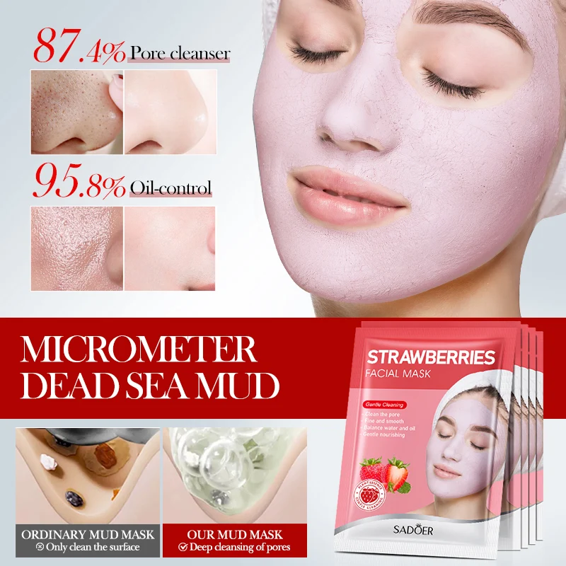 SADOER Natural Turmeric Extract Acne Removal Mud Facial Masks Skincare Cleansing Blackheads Hydrating Brightening Clay Face Mask
