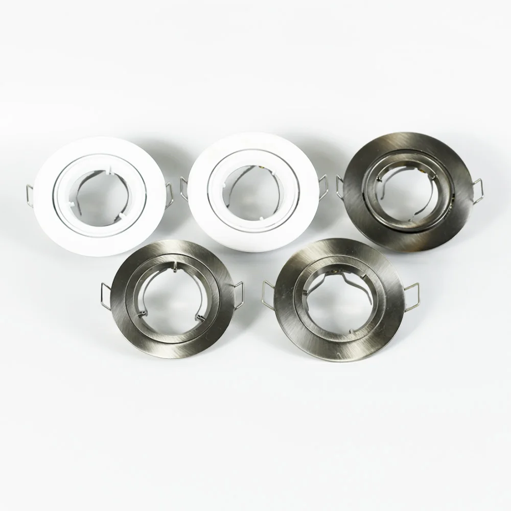 10x Modern GU10 Downlights for Ceiling, Round Matt White Metal Frame for Recessed Ceiling Lights, Tilt Swivel Spotlight