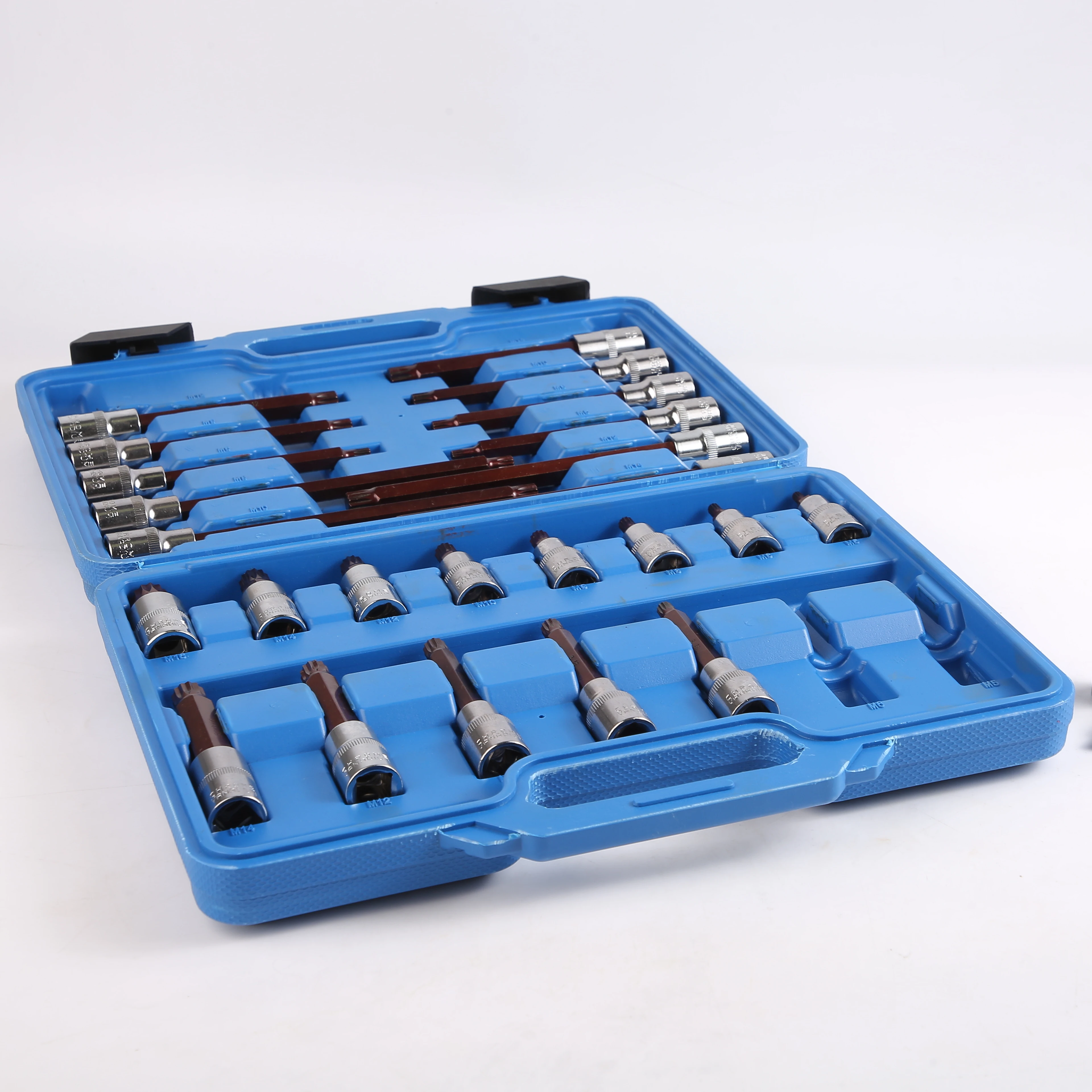 Top quality industrial class S2 material 26pcs 55MM to 200MM bit socket set with bright color
