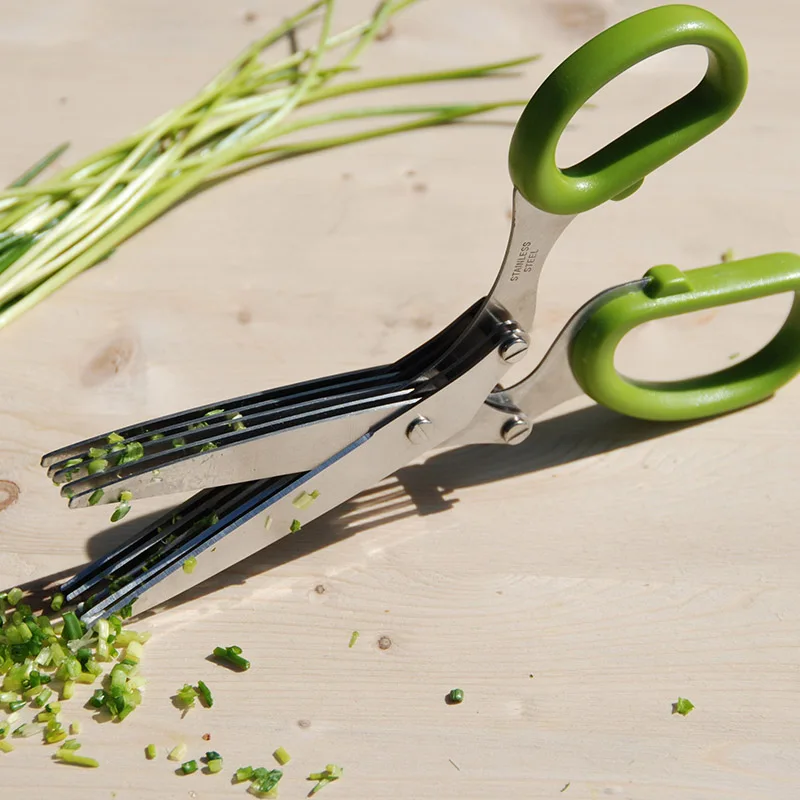custom chopped scissors onion herb seaweed spice kitchen shears stainless steel cutting 5 blade herb scissors