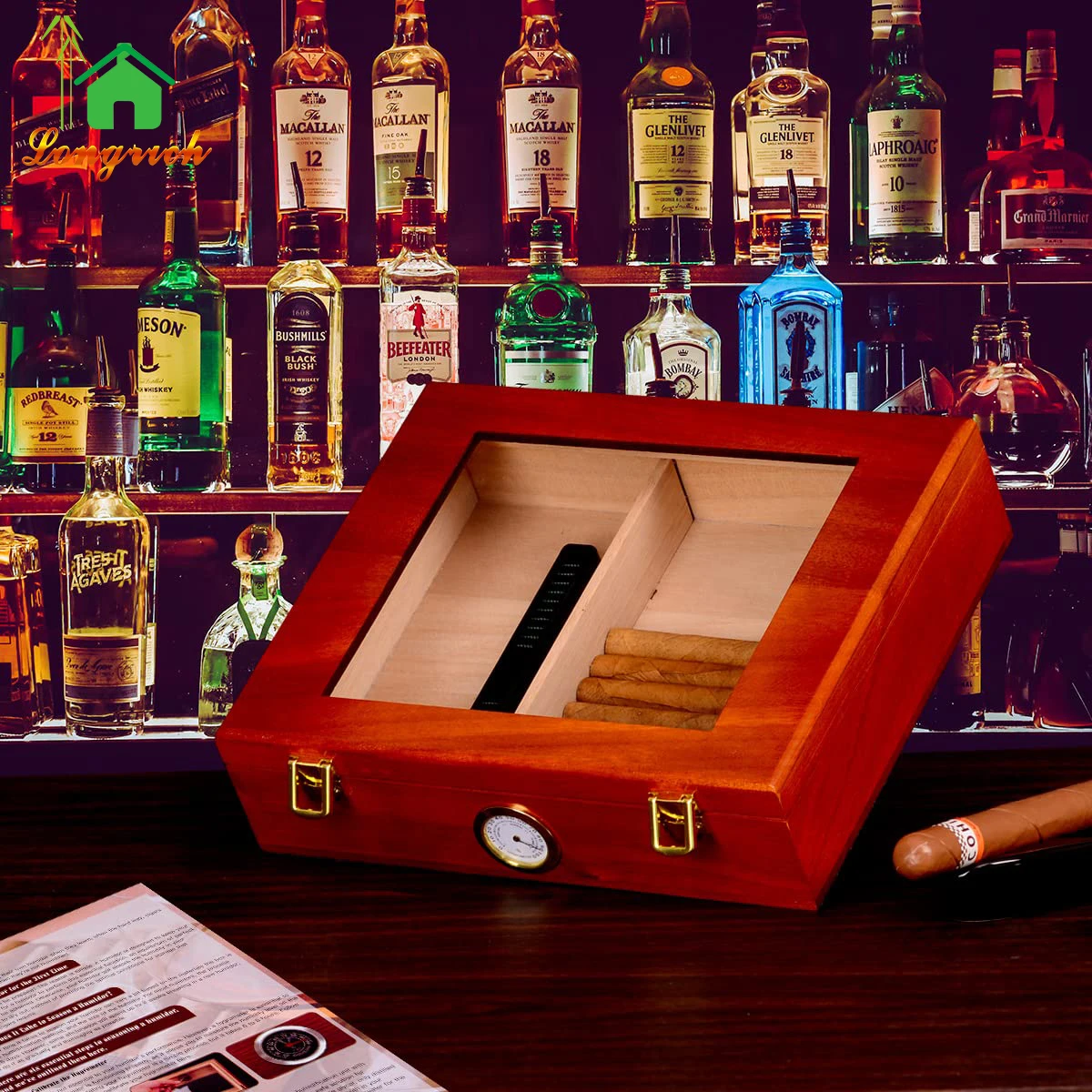 Customized wooden cigar box Humidors with Hinges Locks for Tobacco Packaging Humidor Single Cigar Gift Sets