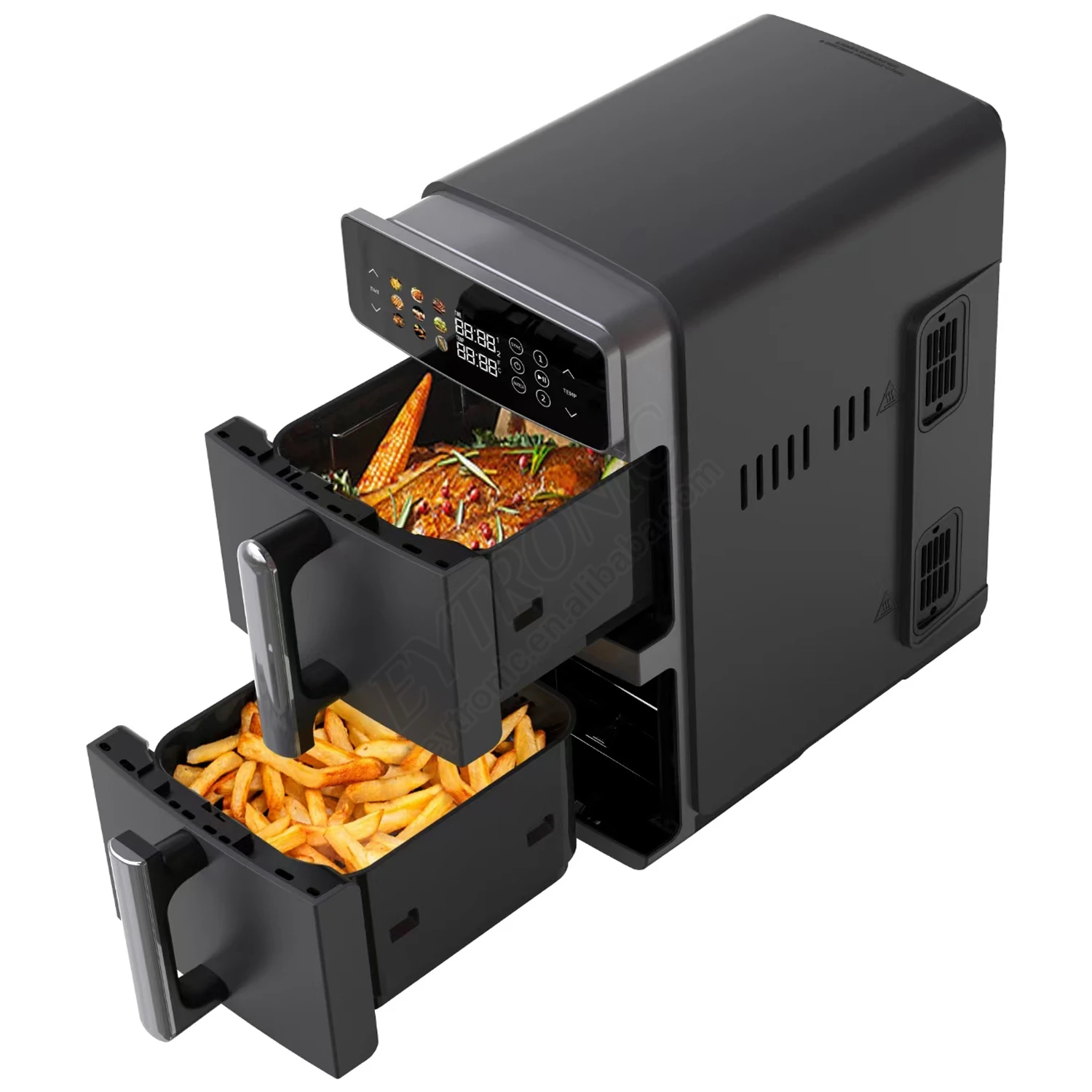 New items double stacker air fryer stack fryer LED Digital 11L  dual drawer Air Fryer with 2 independent frying basket