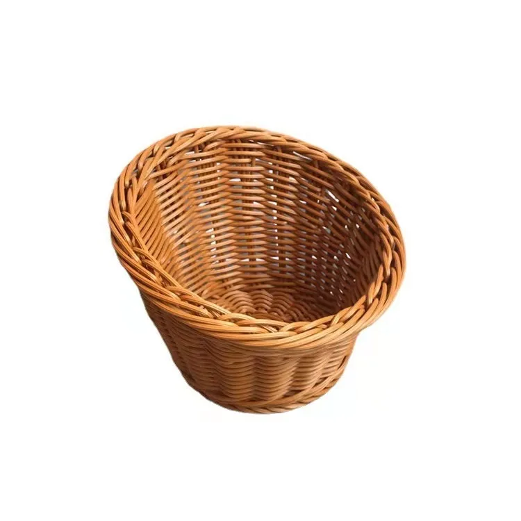 Hot-selling Wholesale Weave Wicker Fruit Shopping Basket Kitchen Woven Bread Round  Rattan Display Basket