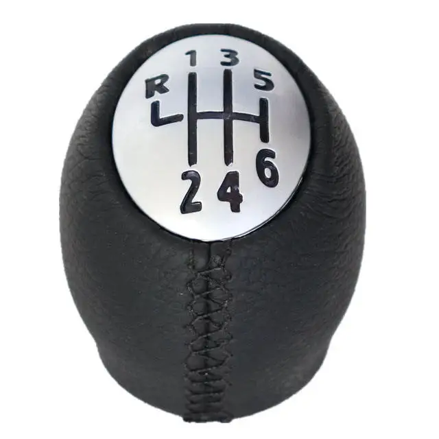 6 Speed Black Leather Gear Shift Shifter Knob Lever Stick for Renault Megane Clio Laguna Scenic