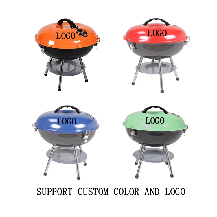 Odm Oem Custom Outdoor Small Mini Size Barbeque Barbecue Grill Camping Portable Charcoal Bbq Kettle Grill With Locking Lid