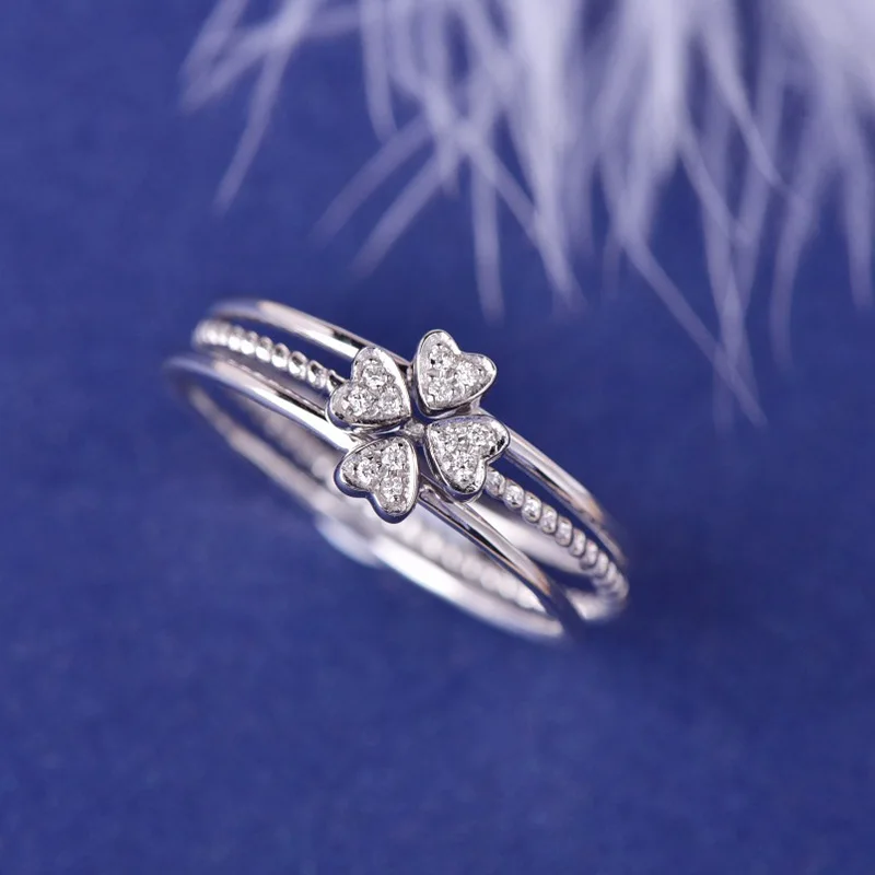 Heart Cut Real Diamond Solid White Gold Anniversary Jewelry Gift 18K Triple Ring Pure Gold Engagement Rings Wedding Ring Set