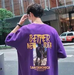 Hip Hop T shirt Cool Tide Couples wear  five point sleeve loose round neck men summer shirt