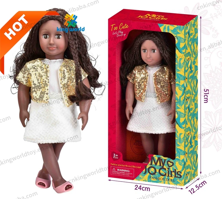 New Arrival Fashion PVC American Black Dolls Toy Boy Girl Toy Vinyl 360 Degree Rotation Doll With Shoes Clothes 18 Inch Gifts